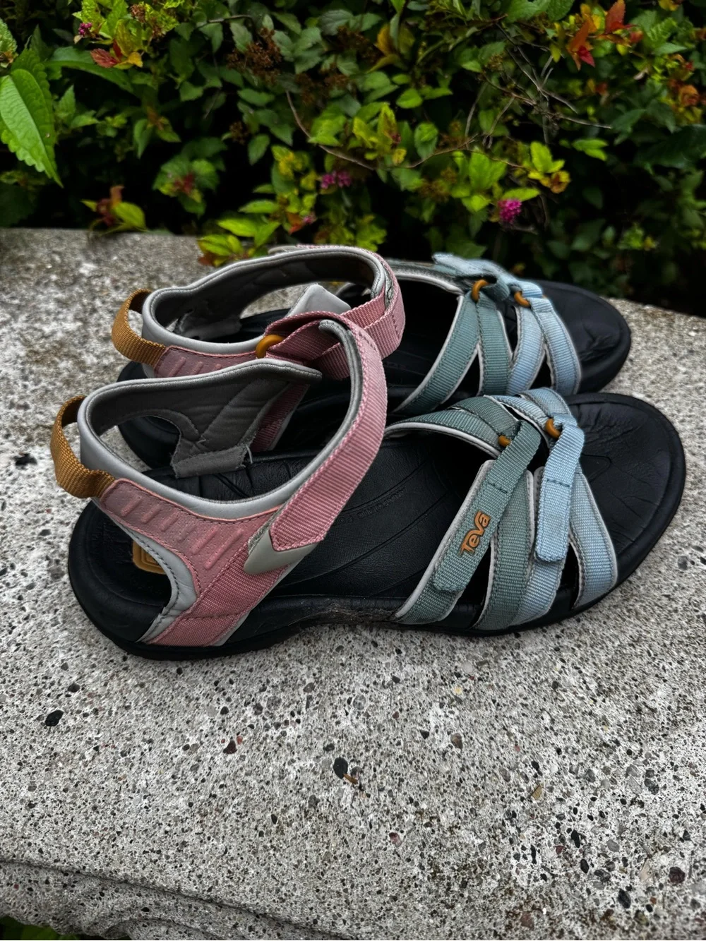 Teva Women’s Multi-Strap Sport Sandals in Pink and Light Blue